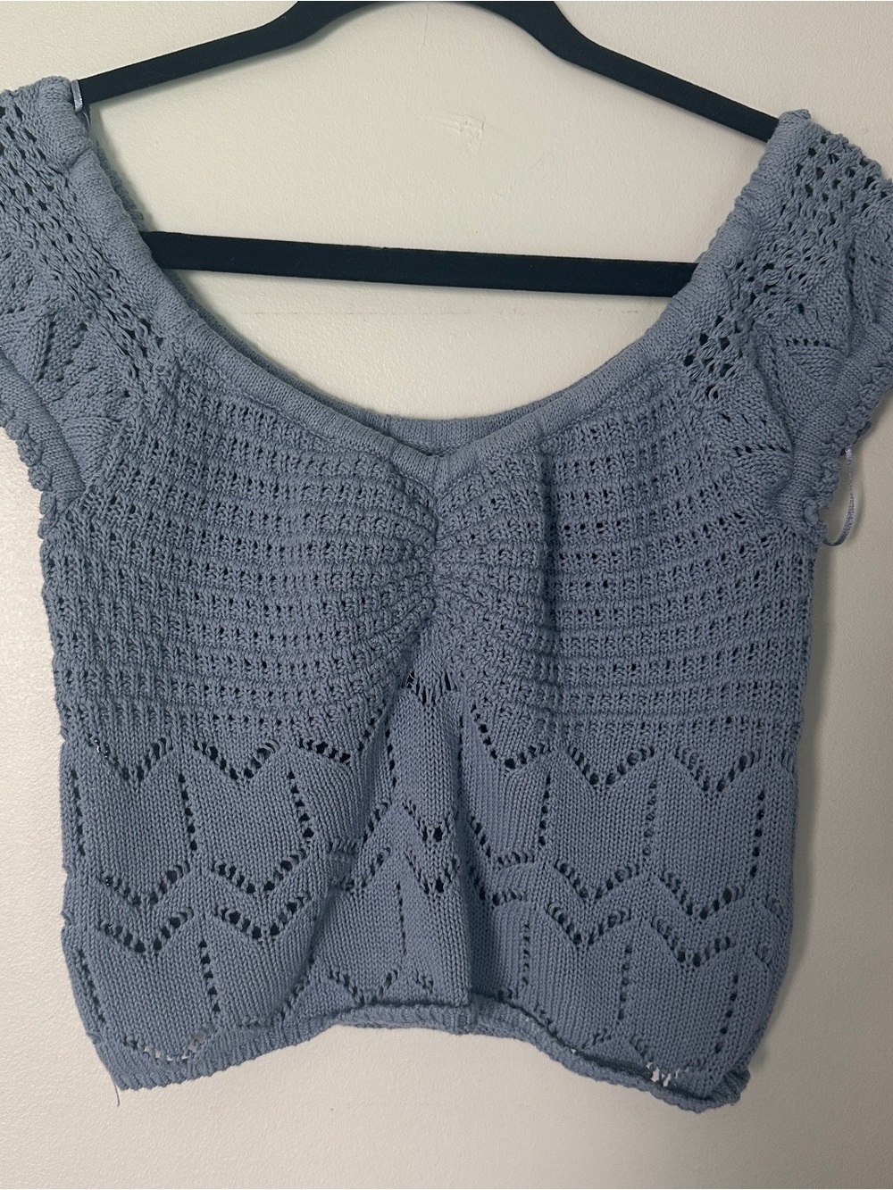 Aeropostale Sky Blue Crochet Crop Top with Scoop Neck